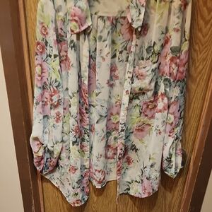 Avenue Floral Blouse - Pink and Green